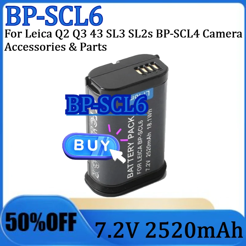 

For Leica Q2 Q3 43 SL3 SL2s BP-SCL4 Camera Accessories & Parts New High-Quality 7.2V 2520mAh BP-SCL6 Camera Charger Battery