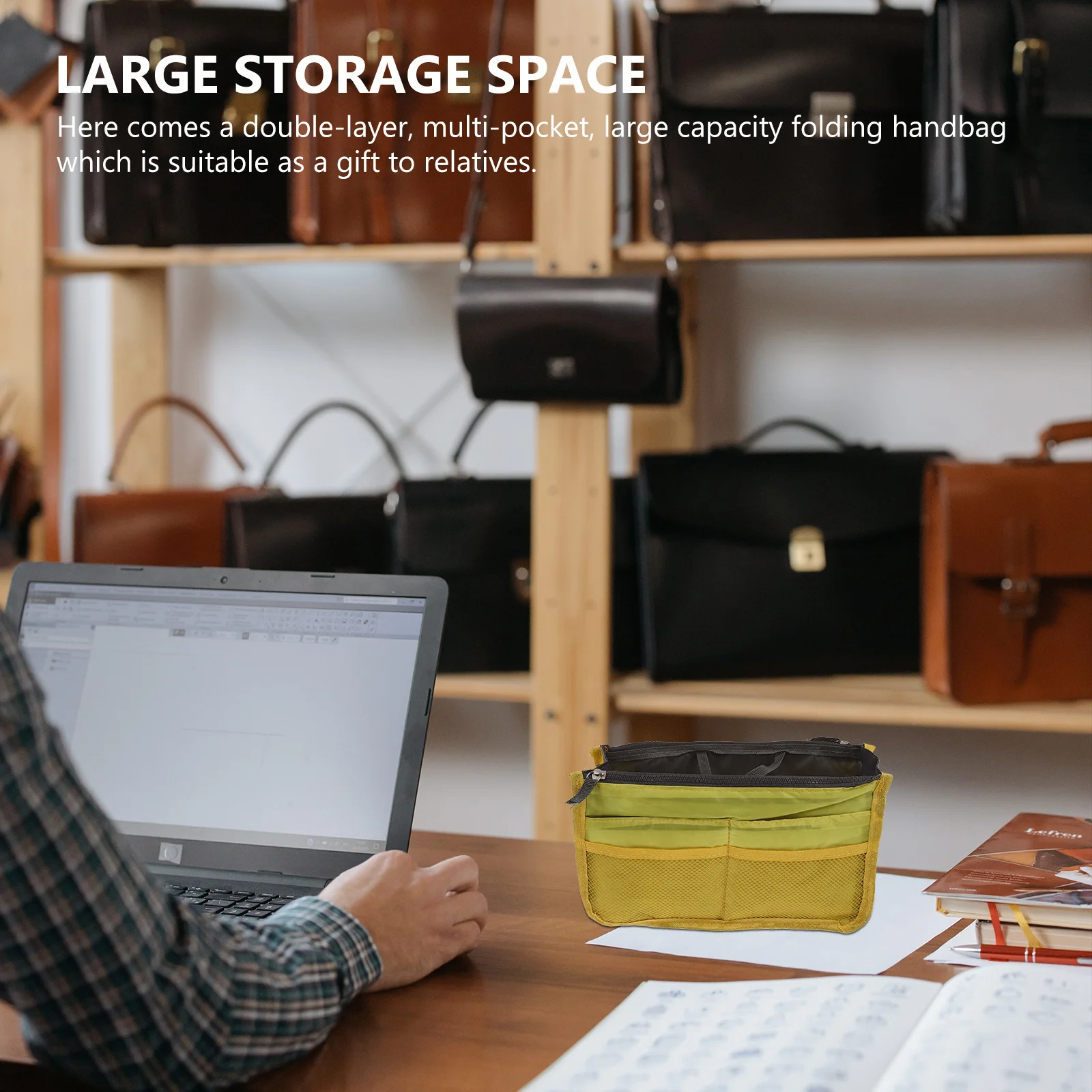 

1Pcs Handbag Liner Multi Pocket Nylon Large Capacity Storage Organizer Portable Travel Makeup Bag Durable Stylish Clutch Insert