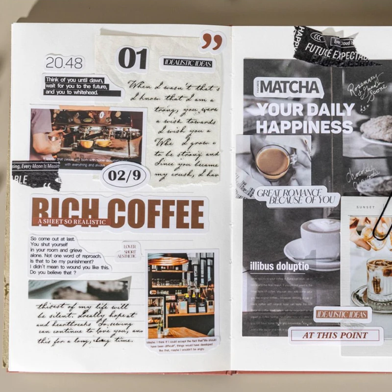 Mr. Paper 4 styles 20pcs/pack coffee magazine theme cut film sticker book DIY handbook material decoration