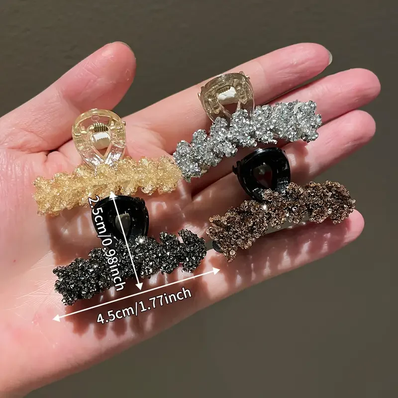 Elegant 4-piece set of colorful rhinestone half woven hair clips, high-end temperament side and bangs clip women's hair clip