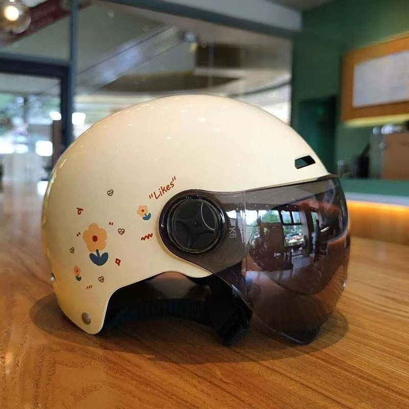 3C Certified Snowmobile Helmet Small Flower Design Dual Visor Universal for Electric Motorcycle Scooter Safety Cap