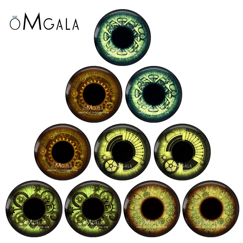 Padrões de engrenagem steampunk boneca olhos dragão gato animais olhos 8mm-40mm redonda de vidro cúpula cabochão demonstração de volta plana fazendo descobertas