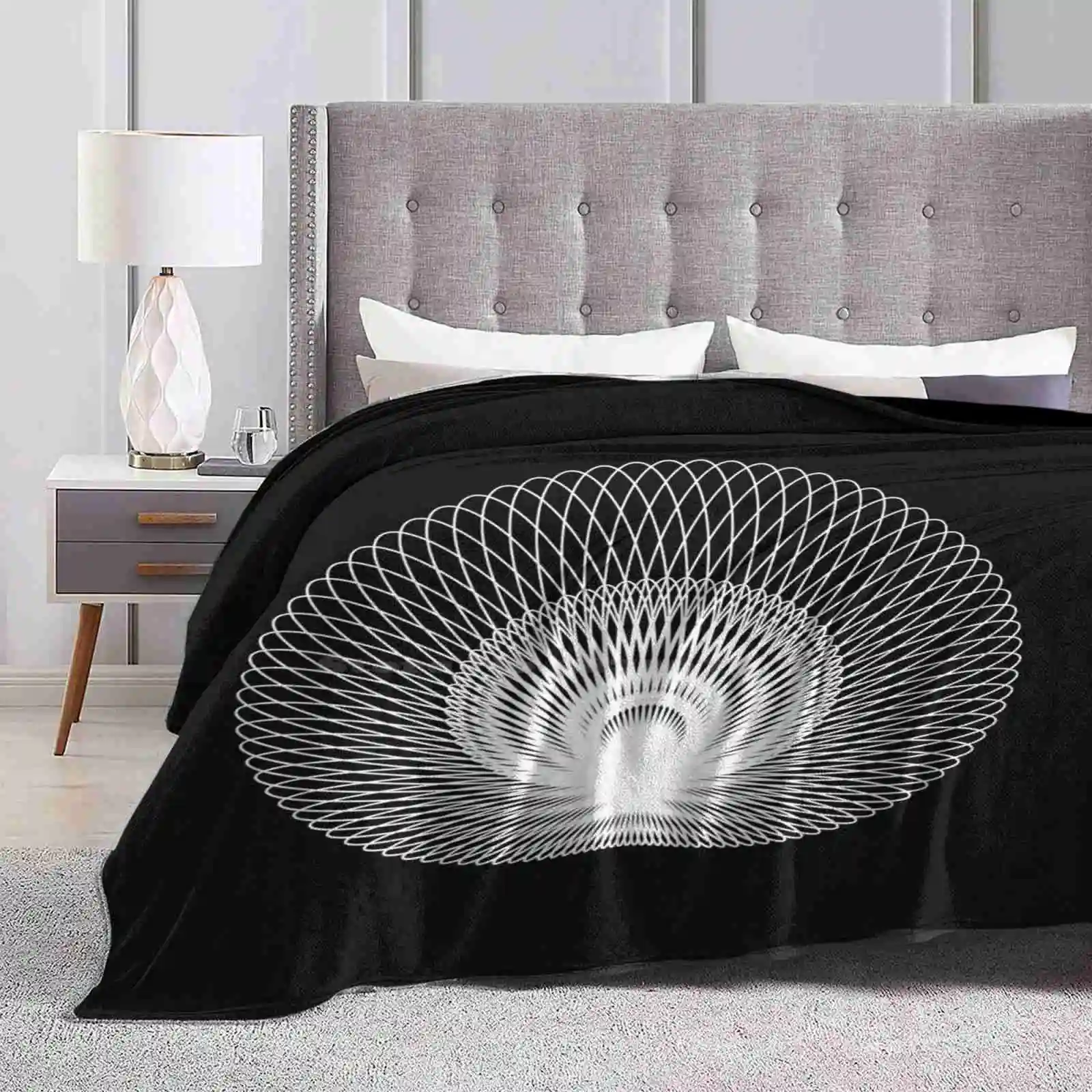 Shell-Black Blanket Soft Warm Travel Portable Blanket Mathematics Equation Abstract Minimalist Monochrome Line Geometric