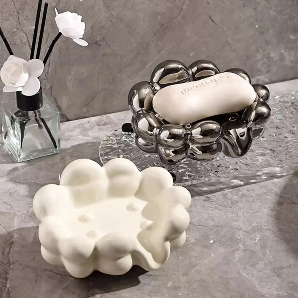 

Light Luxury Ceramic Shell Soap Box Automatic Drain Perforation-free Soap Holder Mildew Proof Waterproof Soap Dish Household
