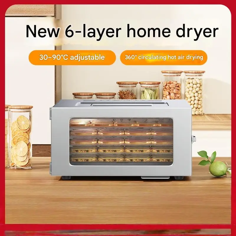 6 Trays Fruit Dryer Monitor Dehydration Process of Fruits Herbs Vegetables Easily Home Food Dehydration Dryer