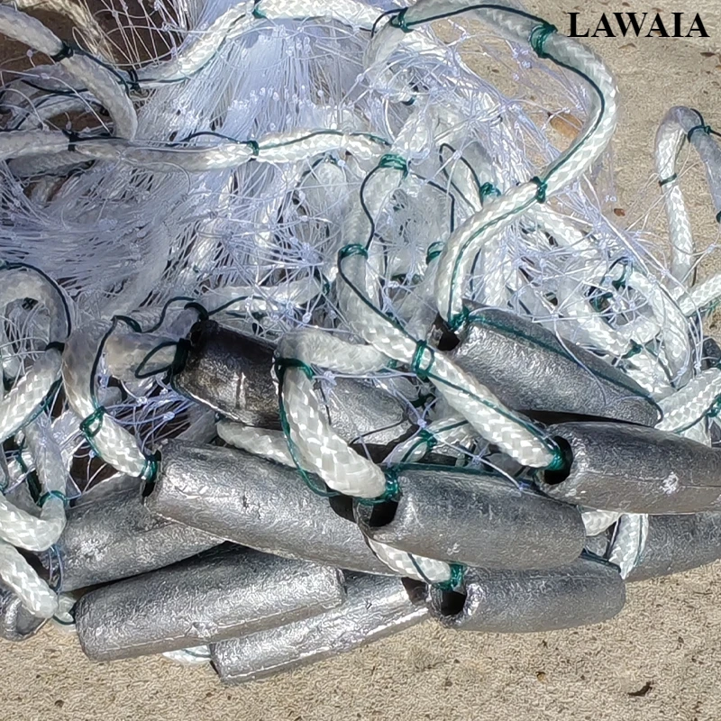 Lawaia Fishing Cast Net Monofilament Line Network with Lead Sinkers Outdoor Hand Throw Casting Nets for Catch Bait Fish