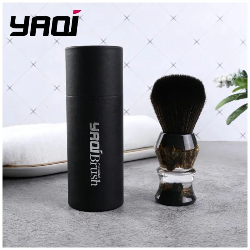 YAQI DEEP STONES 24mm Synthetic Hair Resin Handle Wet Shaving Brush for Men Men Shaving Products Mens Grooming Tools Best Gift