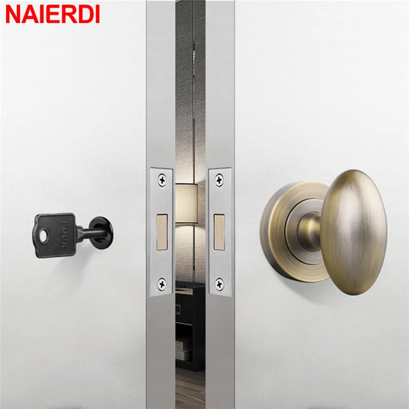 NAIERDI Privacy Door Lever Set Black Zinc Alloy Hidden Door Lock Invisible Sliding Door Handle Lock Keyless Mechanical Door Lock