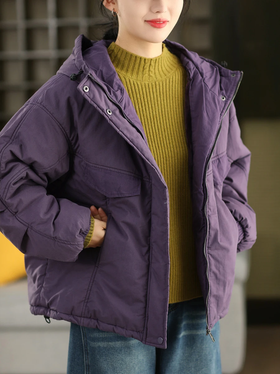 

Thiened 00% хлопок с капюшоном, женское зимнее пальто, теплое пальто с хлопковой подкладкой, свободное длинное пальто на молнии, цвет