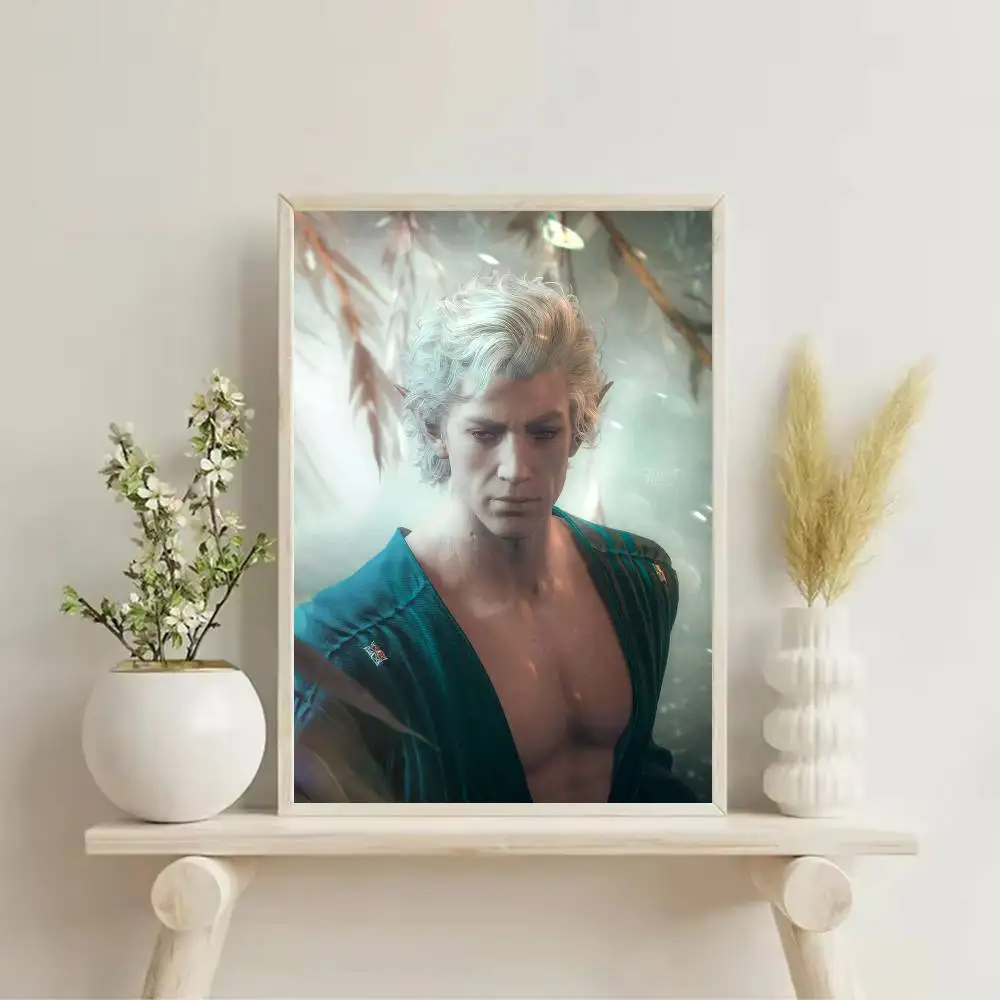 B-Baldurs A-Astarion Gate Poster Self-adhesive Art Waterproof Paper Sticker Coffee House Bar Room Wall Decor
