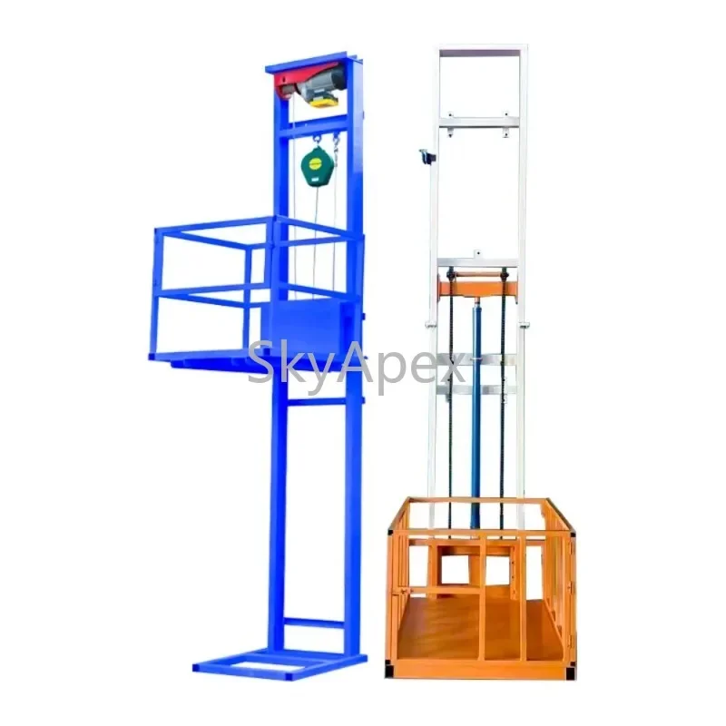 #No Pit Required Wall Mount Electric Freight Lift 500KG  Anti Fall For  Industrial  Garage  Warehouse  Household  Goods  Lifting