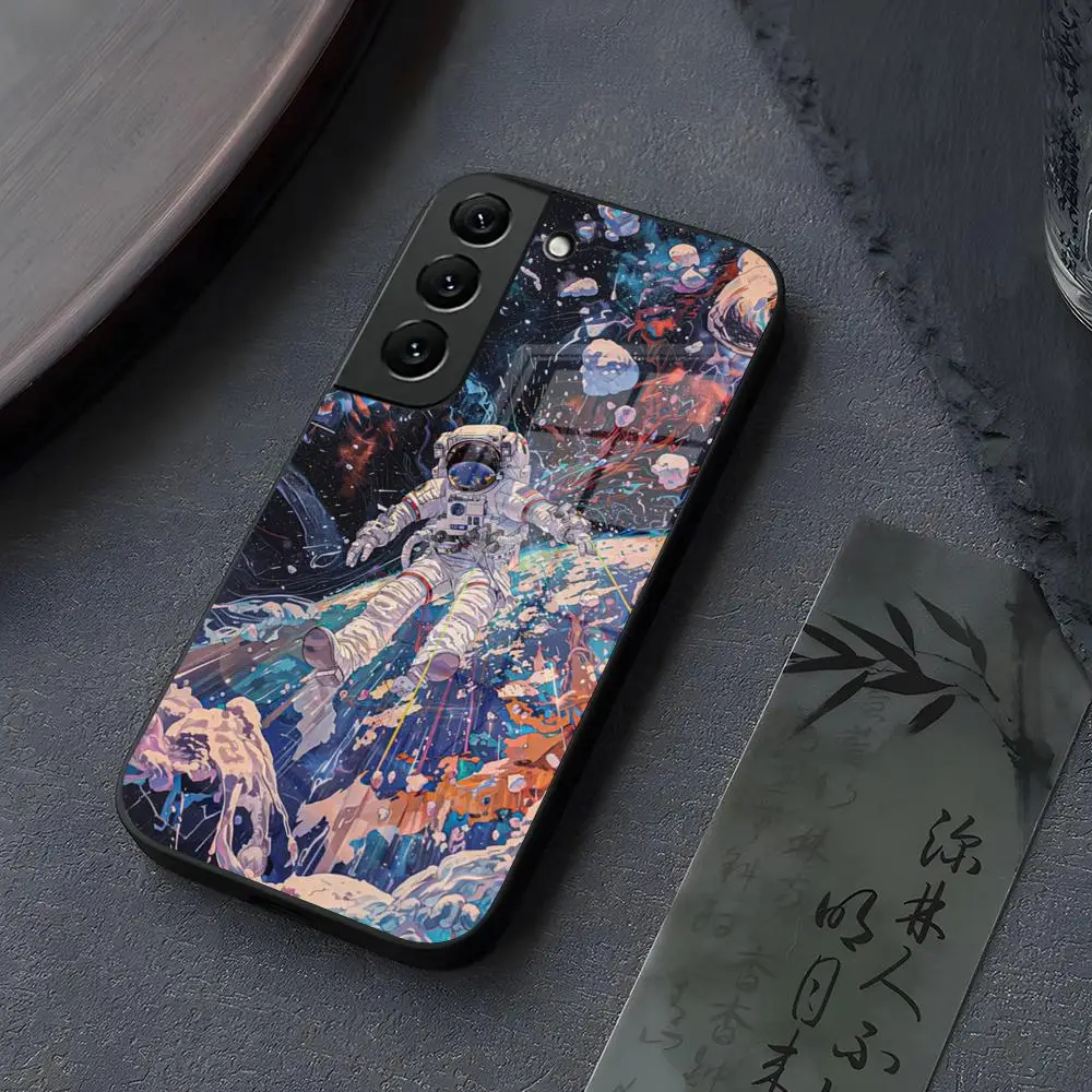 

Чехол для телефона Astronaut Glass для Samsung Galaxy S25 S24 S21 S22 S23 S20 Ultra Fe Plus A34 A54 A24 A16 A52 A53 M54 Cover