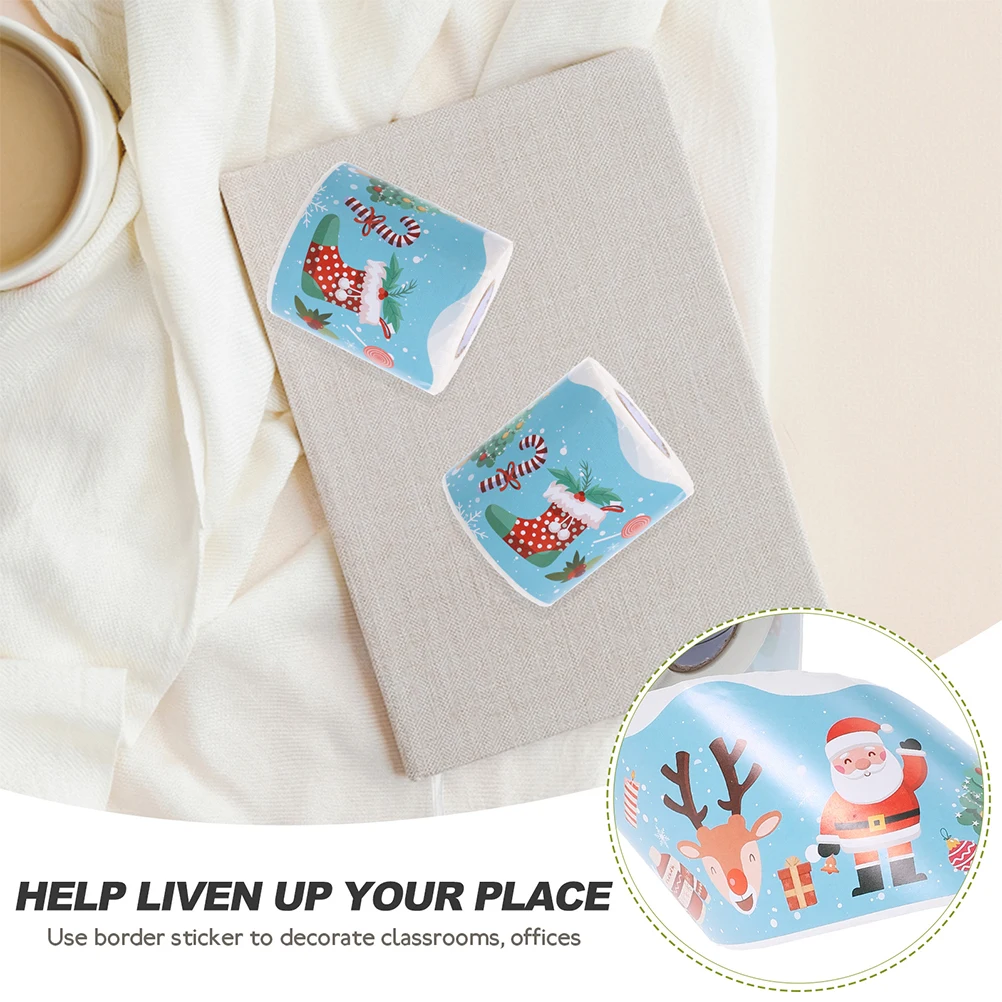 

2 Rolls Border Stickers Display Board Borders for Bulletin Decorate Painting Coated Paper Decal Decorative