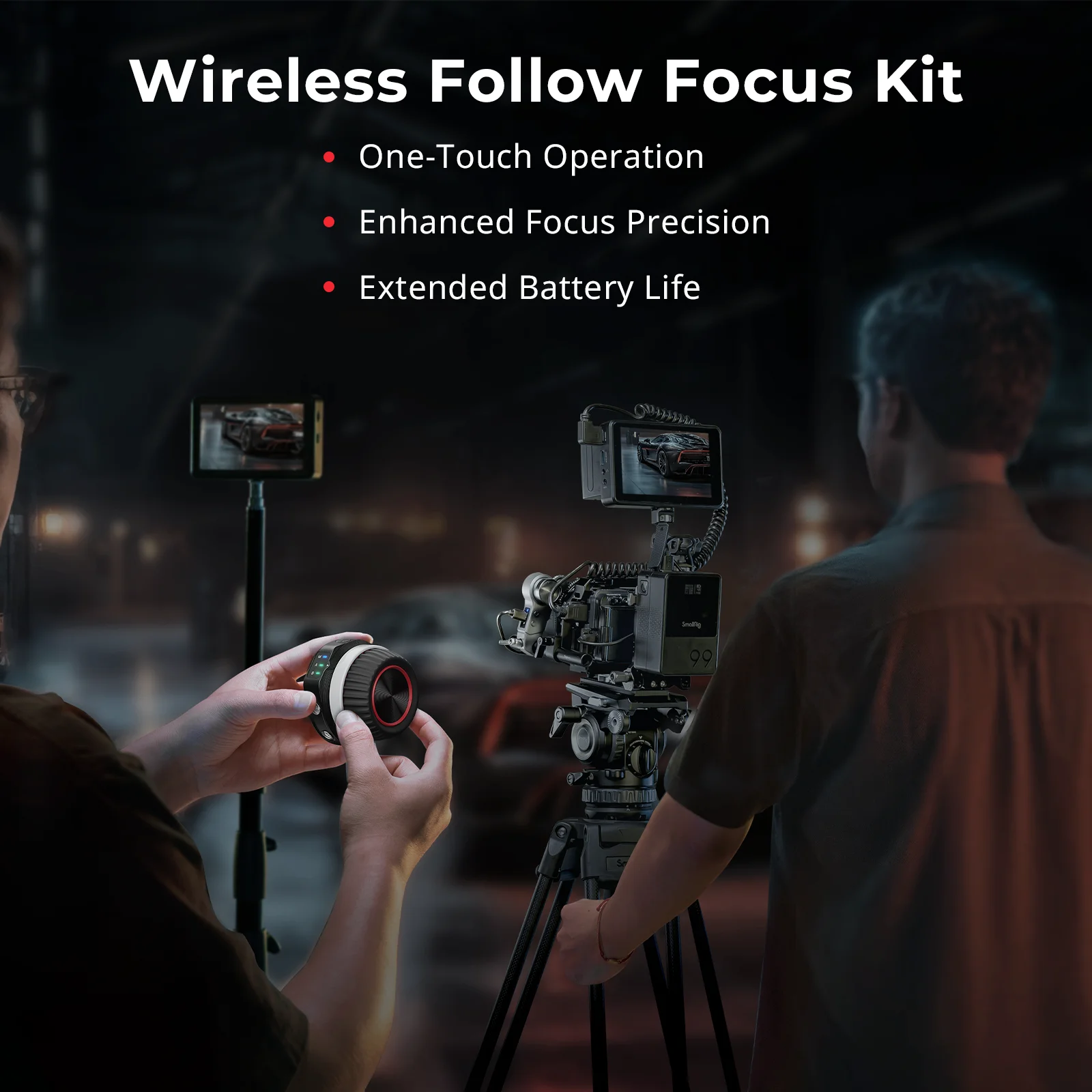 SmallRig Wireless Follow Focus Kit (Lite) with Handwheel Controller & Receiver Motor, A/B Stops, for Cinema & Zoom Lenses -4296