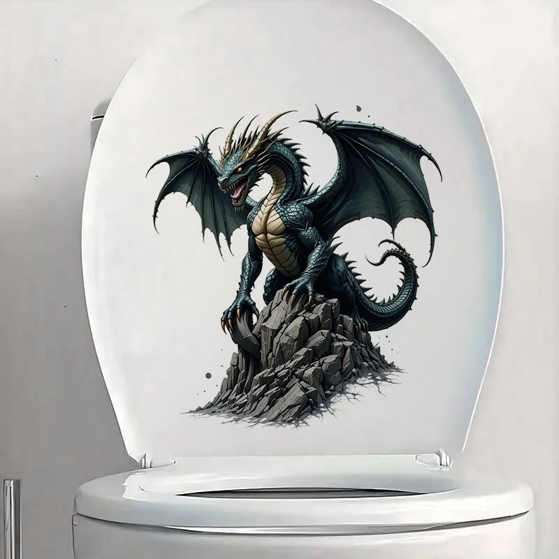 C1289# Cool Dragon Toilet Stickers Decoration for Living Room, Wall, Bedroom, and Home Decor Car Decals Self-Adhesive