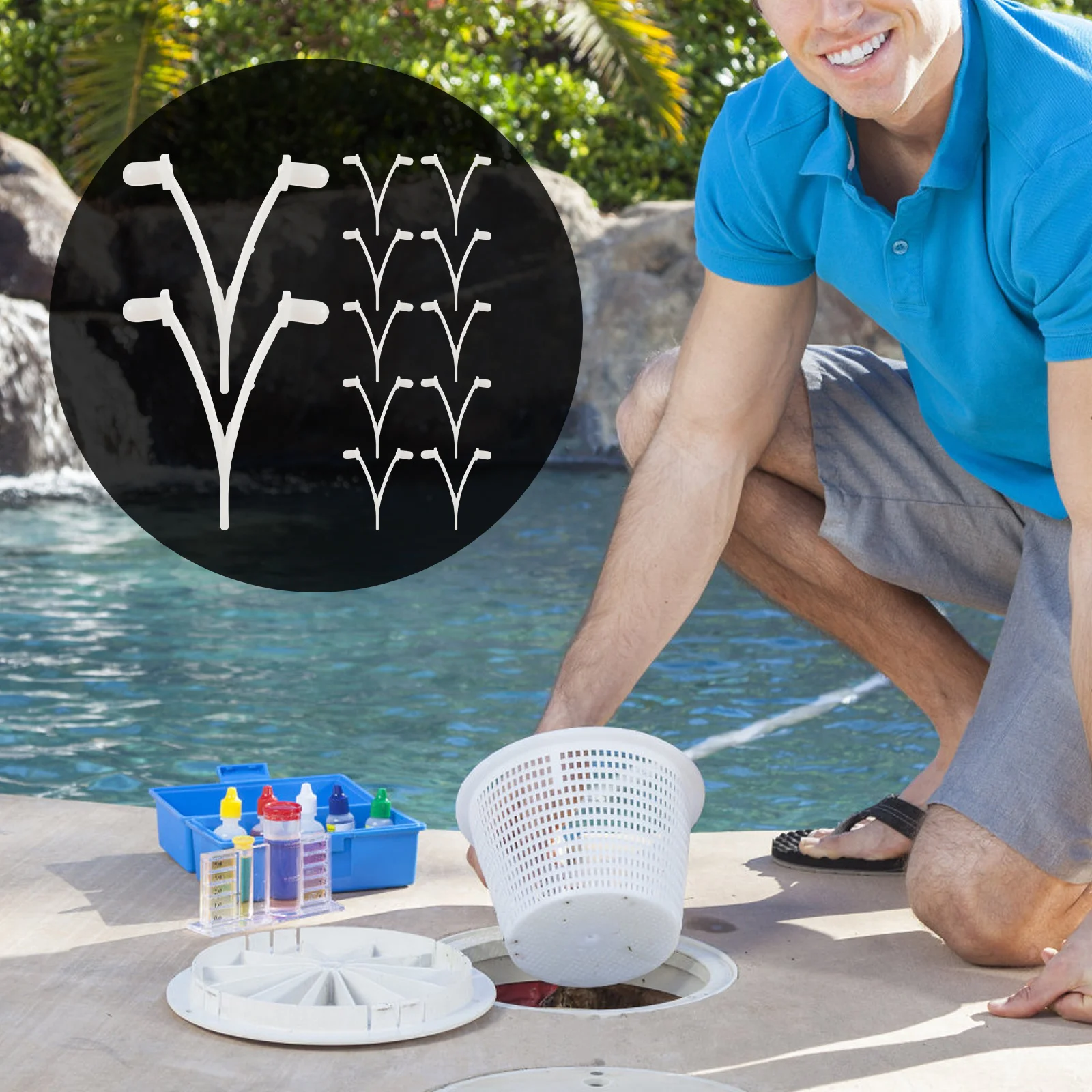 

12Pcs Pool V Clips Skimmer Net Brush Attachment Durable Secure Grip Pool Accessories V Clips Extension Pole Attachments