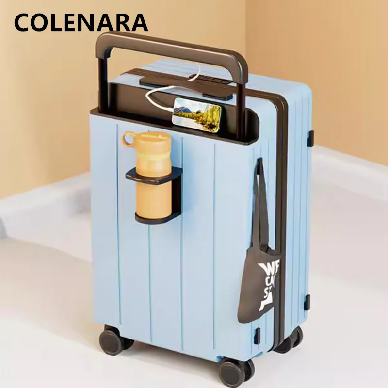 COLENARA Bagagli da viaggio Ricarica USB Valigia d'imbarco multifunzionale Trolley da donna 20 "22" 24 pollici ABS + PC Valigia con rotelle