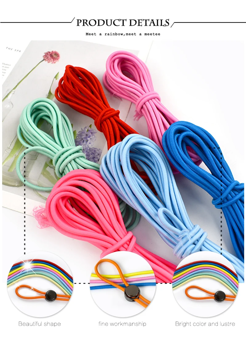 5-50 Meter 4mm Hochelastisches Band für Damen Haarband Farbiges Rucksack-Gummiband Kleidungsstück Feder-Stretchkordel DIY Gürtelzubehör – Detail 8