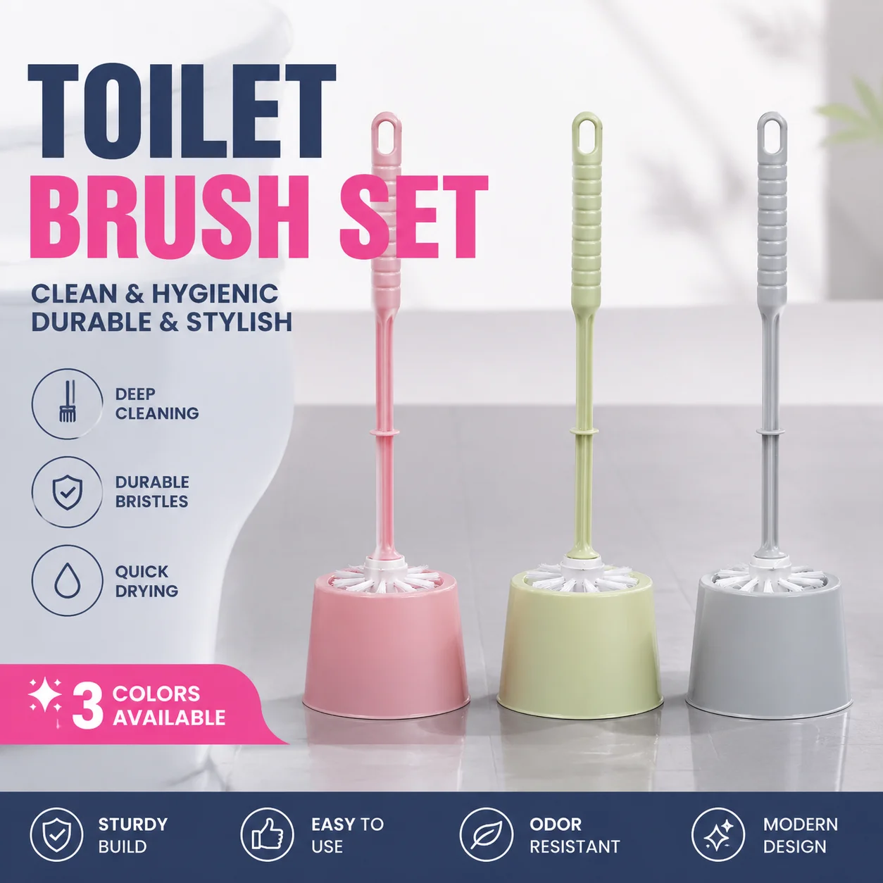 Toilet brush, good for daily life, plastic cleaning, stain removal, long handle toilet cleaning, toilet cleaning brush