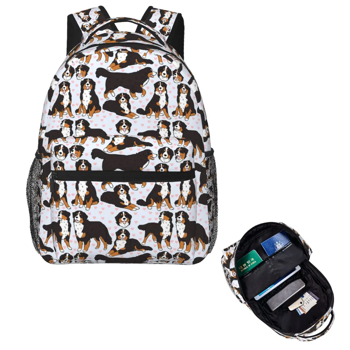 

Bernese Mountain Dog Cute Illustration Pattern Backpack Hot Sale Daypack Large Capacity Kids BookBag School Bag Shoulder Bags