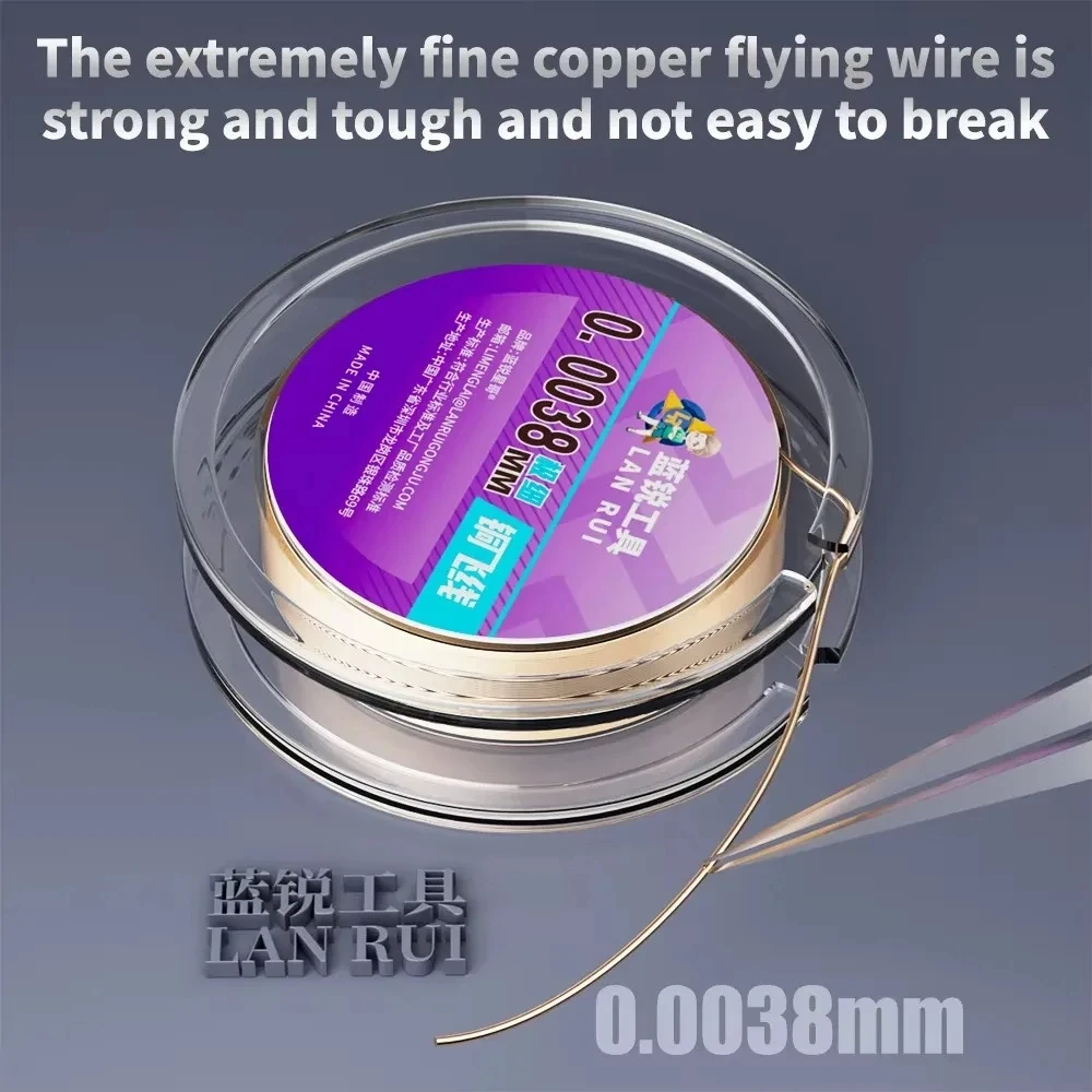 

LANRUI G36 0.0038mm Micro Copper Wire-Ultra Fine Flying Wire for PCB Circuit Repair, Bridge Wiring,Solder Pad Repair Jumper Line