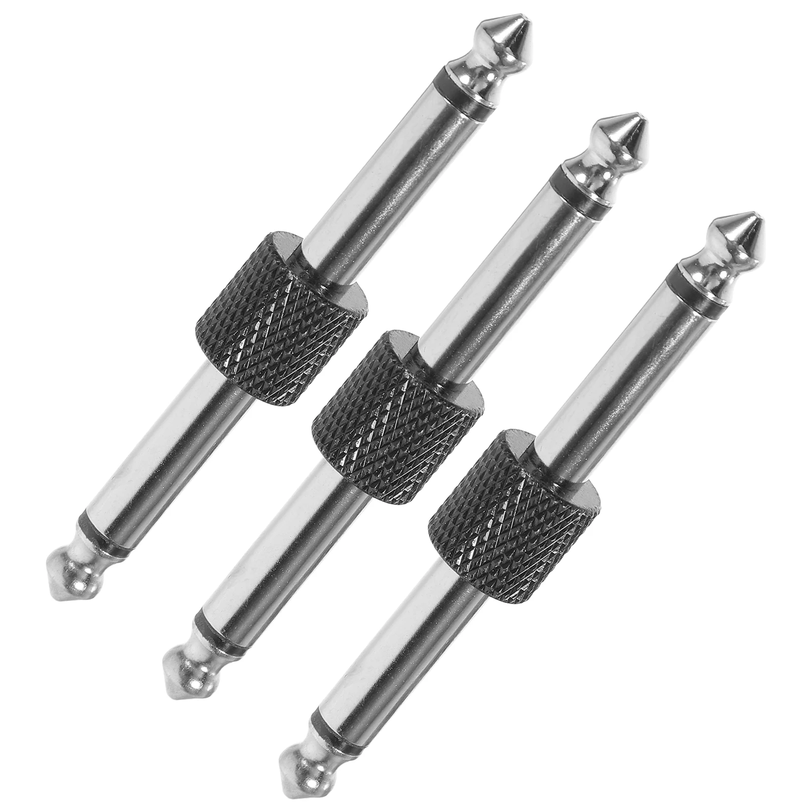3 個 6.35 ミリメートルコネクタストレートエフェクトペダルアダプタ耐久性のあるパッチカップリングエレキギターアクセサリーペダルボード