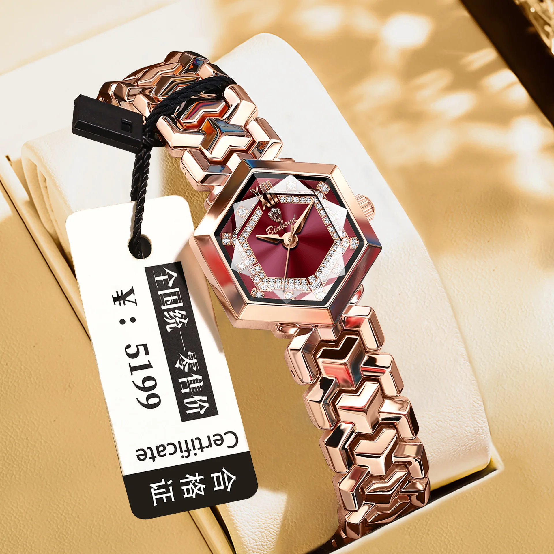 Reloj UTHAI CQ435 de moda para mujer, reloj de cuarzo resistente al agua de cristal estereoscópico Hexagonal, reloj ligero de lujo, regalo, relojes para mujer