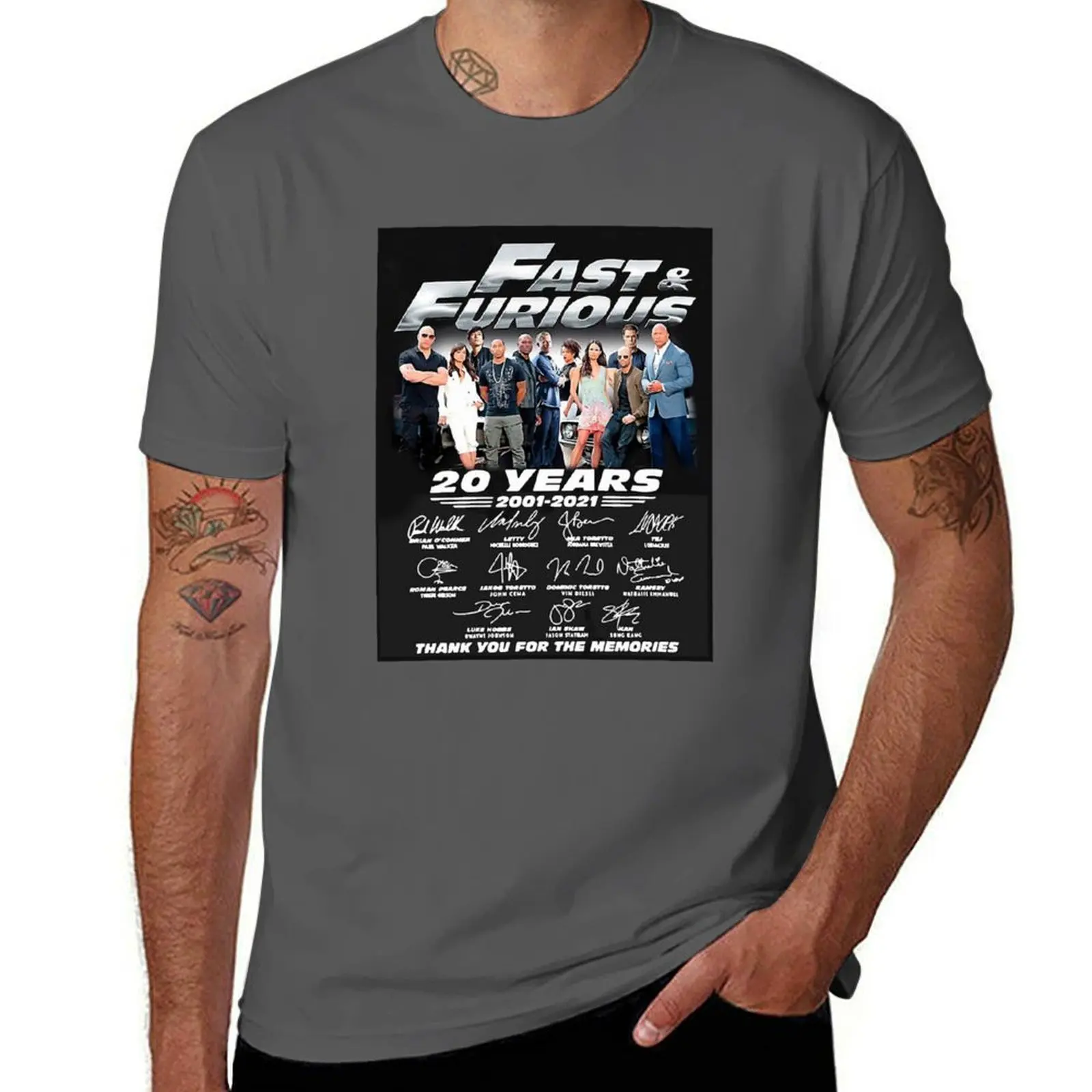 

Футболка Fast & Furious 20-летняя мужская однотонная футболка для мужчин, хлопковые мягкие хлопковые футболки, мужская футболка из 100%