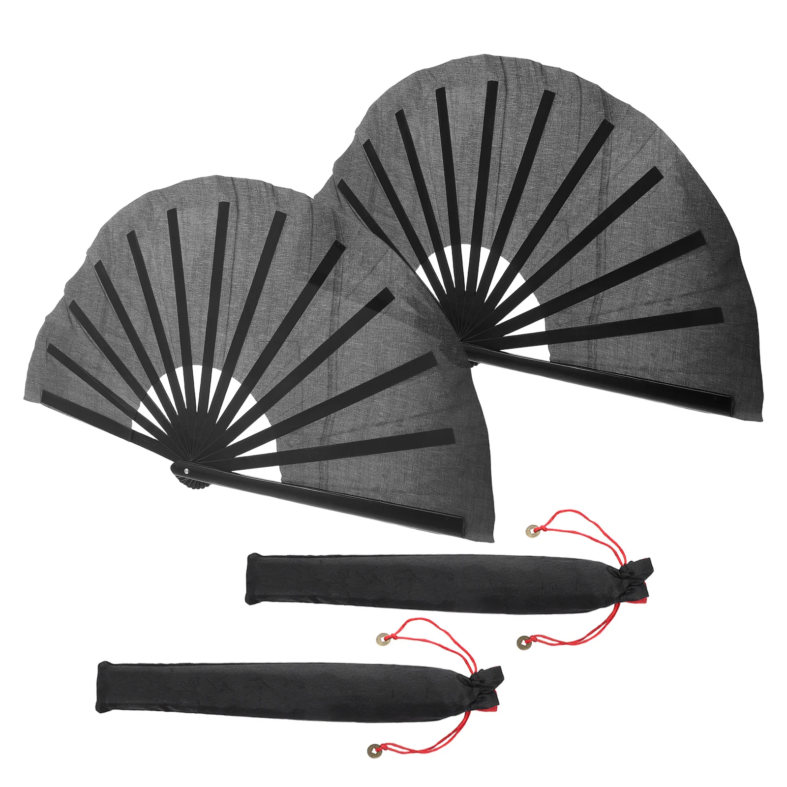 

4Pcs Handheld Folding Fan Bamboo Fabric Lightweight Portable for Dance Performance Festival Wedding Decorative Cool Accessory
