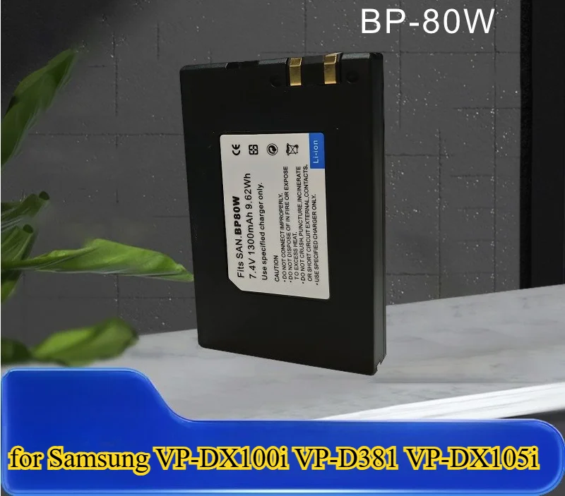 

1300mAh Suitable for Samsung VP-DX100i VP-D381 VP-DX105i C-D385 SC-DX103 IA-BP80W Camera Battery