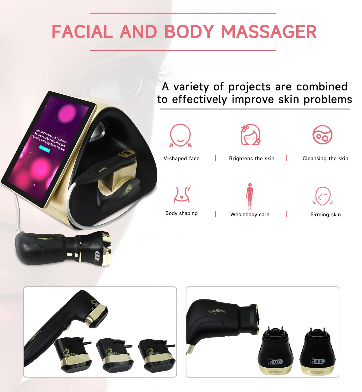 Hfu Machine Replacement Cartridges Head Facial Body 8 Different Cartridges for 22D HFU Ultrasound Face Machine
