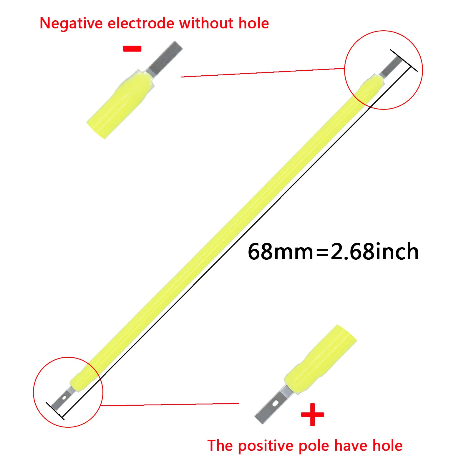 100 szt. Żarnik LED 68mm żarówka edisona DC 3V LED COB żarówka części 3000k biało-niebiesko-czerwone zielone diody do dekoracyjna lampa DIY