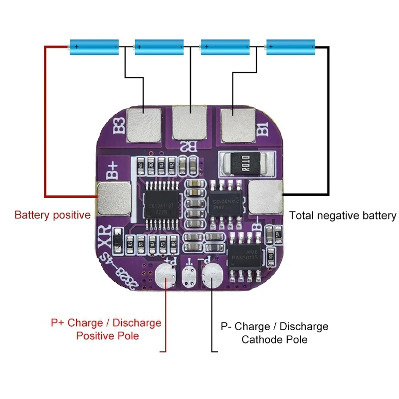 4S 5A 14500 Battery Packs Charge Board BMS 14.8V Same Port Lithium Battery Protection Board Temperature/Disconnection Protection