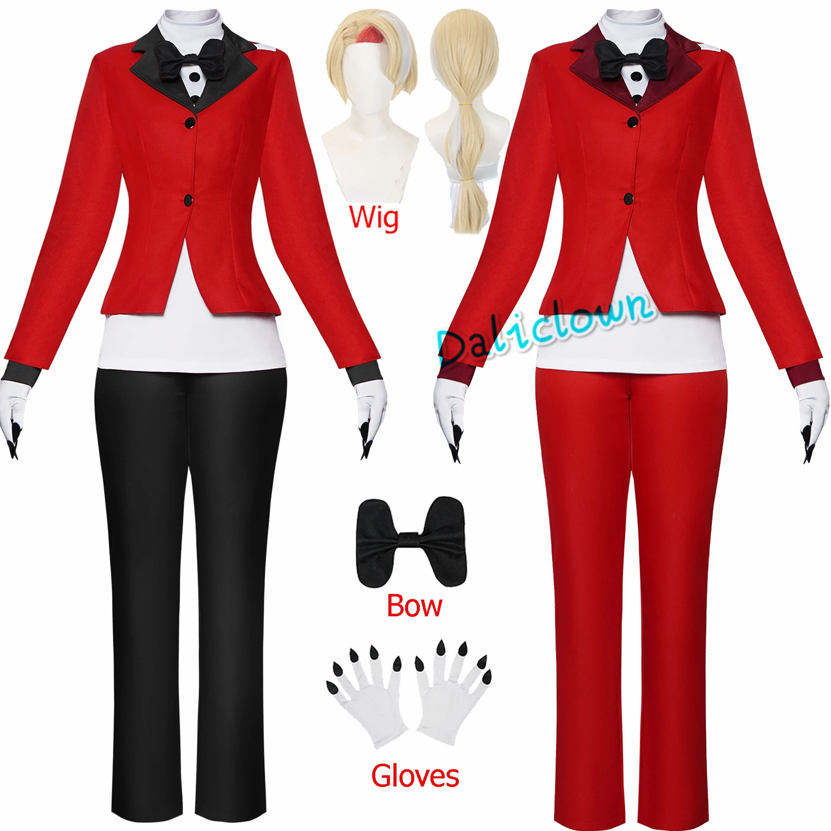 

Anime Charlie Morningstar Cosplay Hazbin Cos Hotel Uniform Fantasia Costume Disguise Outfit Women Men Red Halloween Suit Wig