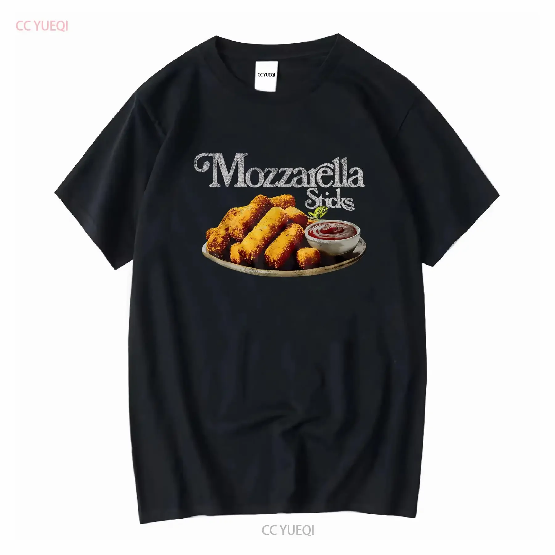 Mozzarella Stick Lover Bread T-Shirt mit langen oder kurzen Ärmeln, Vintage-Stil, gewaschen, Streetwear, dehnbar, weich, leicht bequem