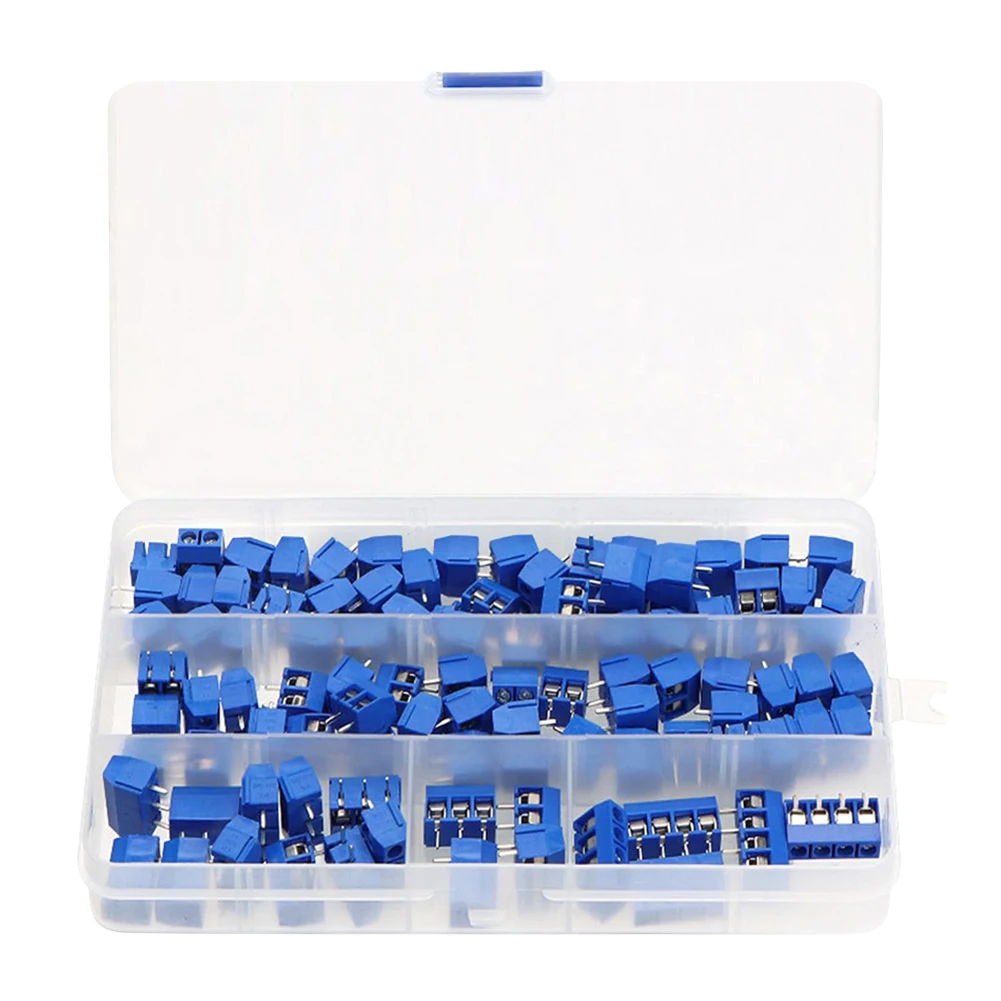 100Pcs KF301-2P KF301-3P KF301-4P PCB Screw Terminal Block 2 Pin 3 Pin 4Pin Spliceable PCB Terminal Block Connector 5mm Pitch