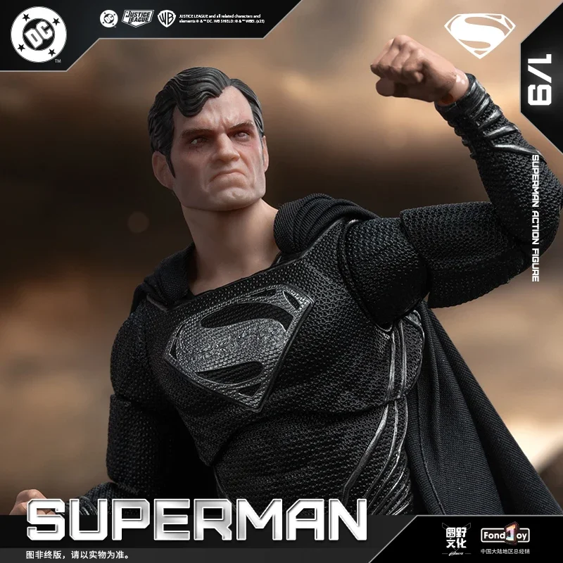 Original FondJoy Black Superman 2.0 Action Figure DC Zack Snyder'S Justice League Figures 1/9 Super Man PVC Model Doll Toy Kid
