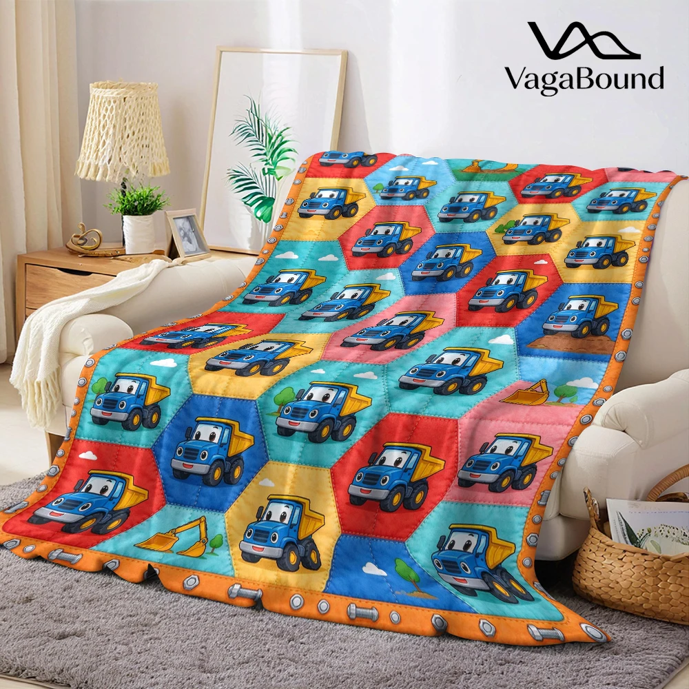 Blue Dump Hex Bolt Grid Flannel Blanket Perfect for Sofa Office Bed Travel Sleep Read Relax Camping Four Season Use