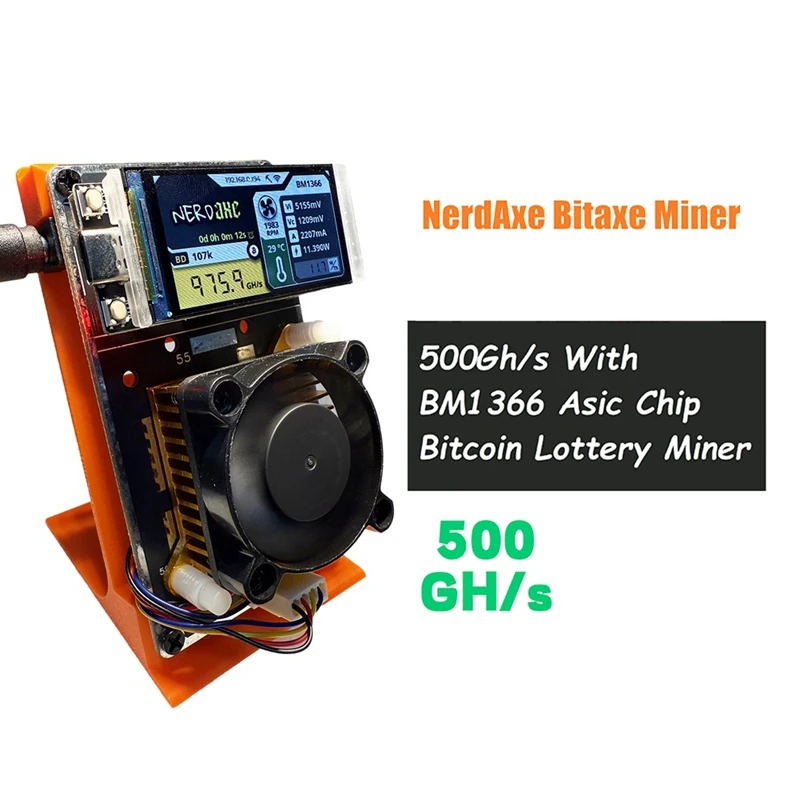 Upgraded Nerdaxe Nerdminer Miner 500Gh/S Solo Lottery BTC Miner BM1366 ASIC Chip Bitaxe Lottery Mining Miner