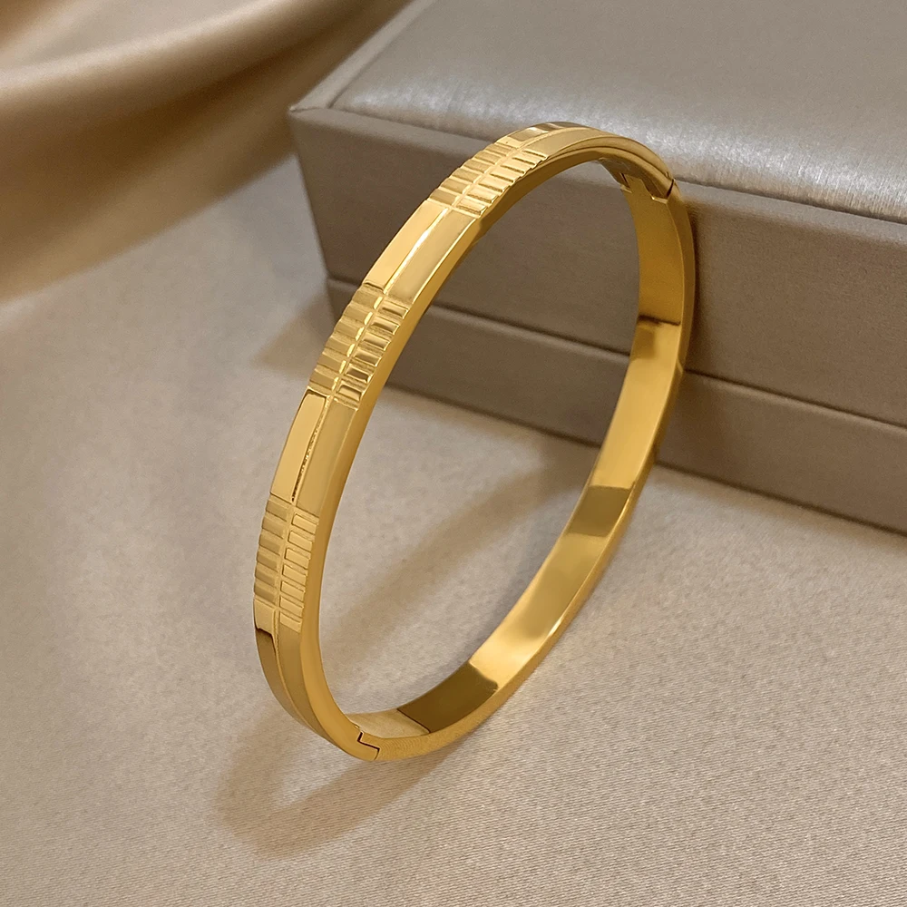 مكتنزة الشرير هندسية شبكة الملمس الفولاذ المقاوم للصدأ سوار للنساء الرجال الكلاسيكية مطلية بالذهب سوار فاخر المعصم مجوهرات هدية #3