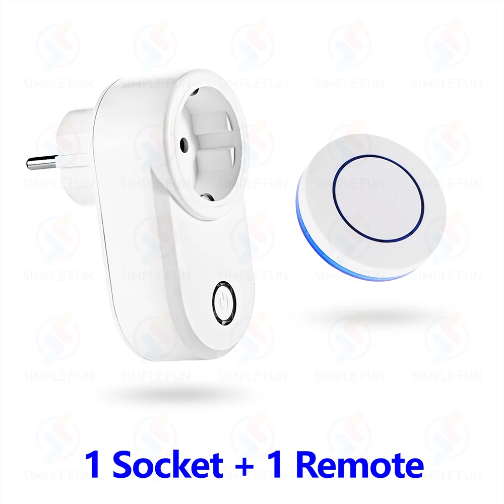 Drahtlose Fernbedienungssteckdose 220 V 110 V EU FR Smart Plug, 50 m Reichweite, Steckdose 15 A für Haushaltsgeräte-Lichtventilator