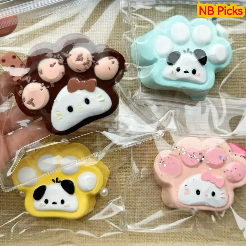Hello Kitty Cat Paw Squeeze Toy Cartoon Slow Rebound Food Grade Silicone Stress Relief Toy For Adult Work Anxiety Relief Toy