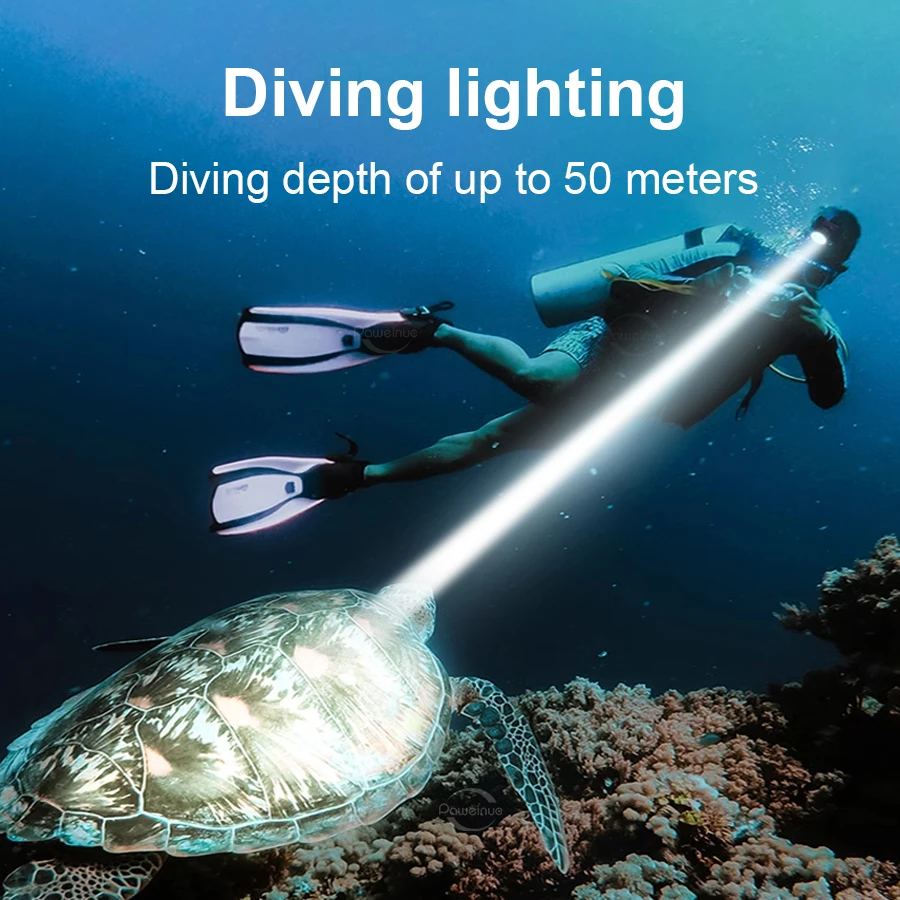 5000LM Rechargeable LED Diving Headlamp Strong Light Professional Diving 100M Head Flashlight Scuba Diving Fishing Headlight