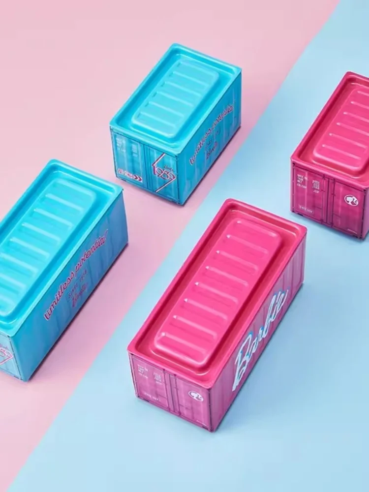 Miniso Barbie Anime Sunshine Shining Series Container Girl Cute Storage Makeup Box Items Desktop Sorting Box Gifts To Friends