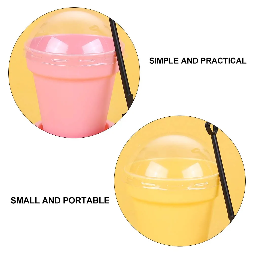 

50 Sets Small Potted Cup Lid Flower Cupcake Nursery Pots Container Display Indoor Cup Set Plastic Safe