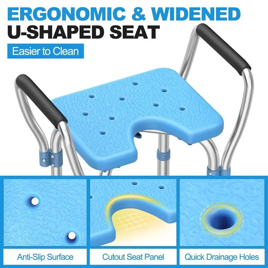 كرسي بأذرع للاستحمام الداخلي مقعد دش عالي التحمل مع مقعد من الفولاذ المقاوم للصدأ قابل للتعديل 450 رطل حوض استحمام St