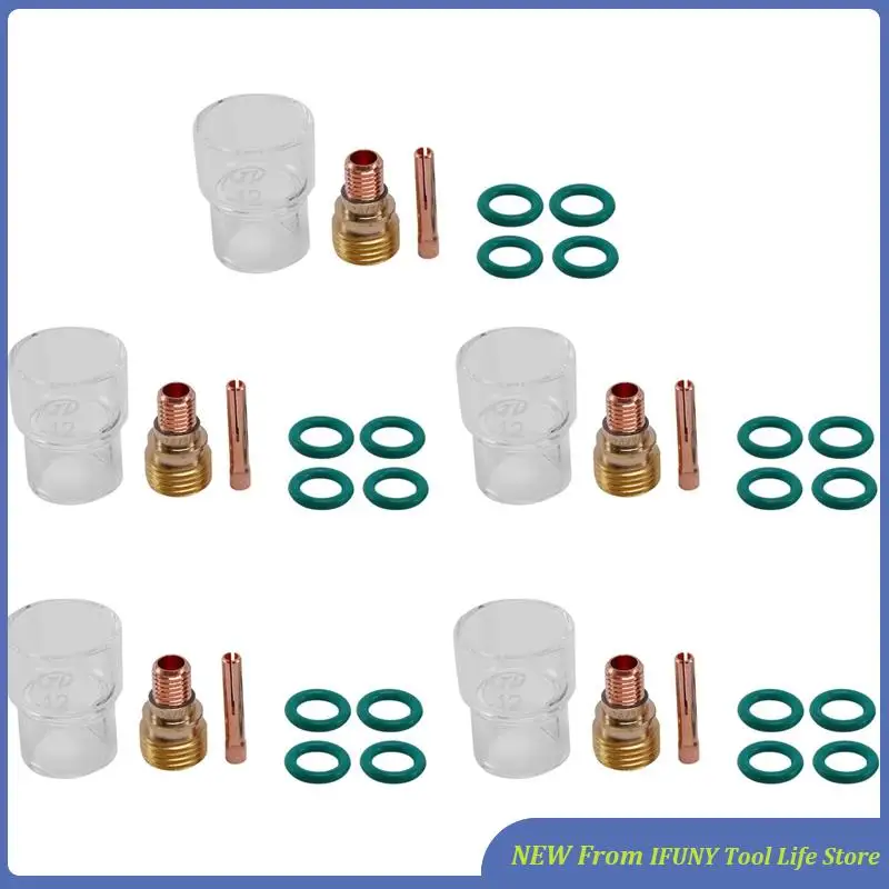 

35Pcs/Set 12 Pyrex Glass Cup Kit Stubby Collets Body Gas Lens Tig Welding Torch For Wp-9/ 20/ 25 Welding Accessories New