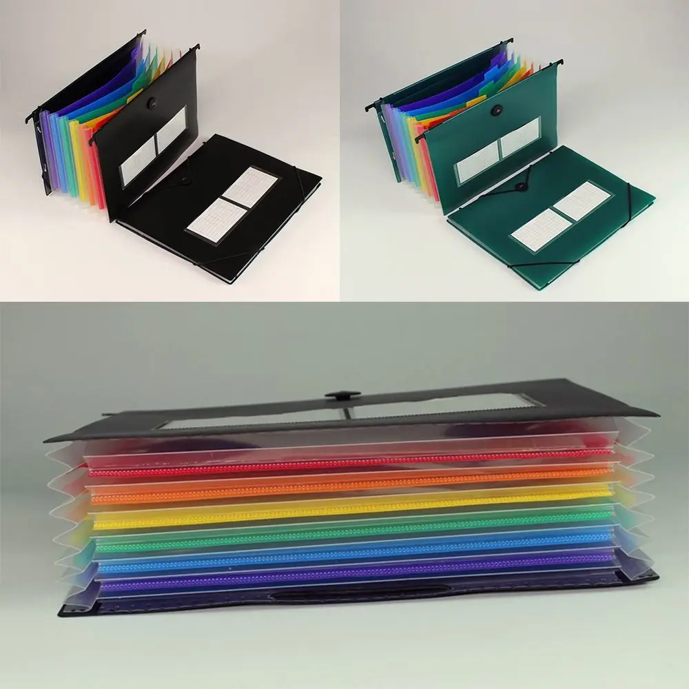 B5 Expanding File Folder Plastic Transparent Envelopes Document Holder Storage Bag with Multi-Color Tabs Letter