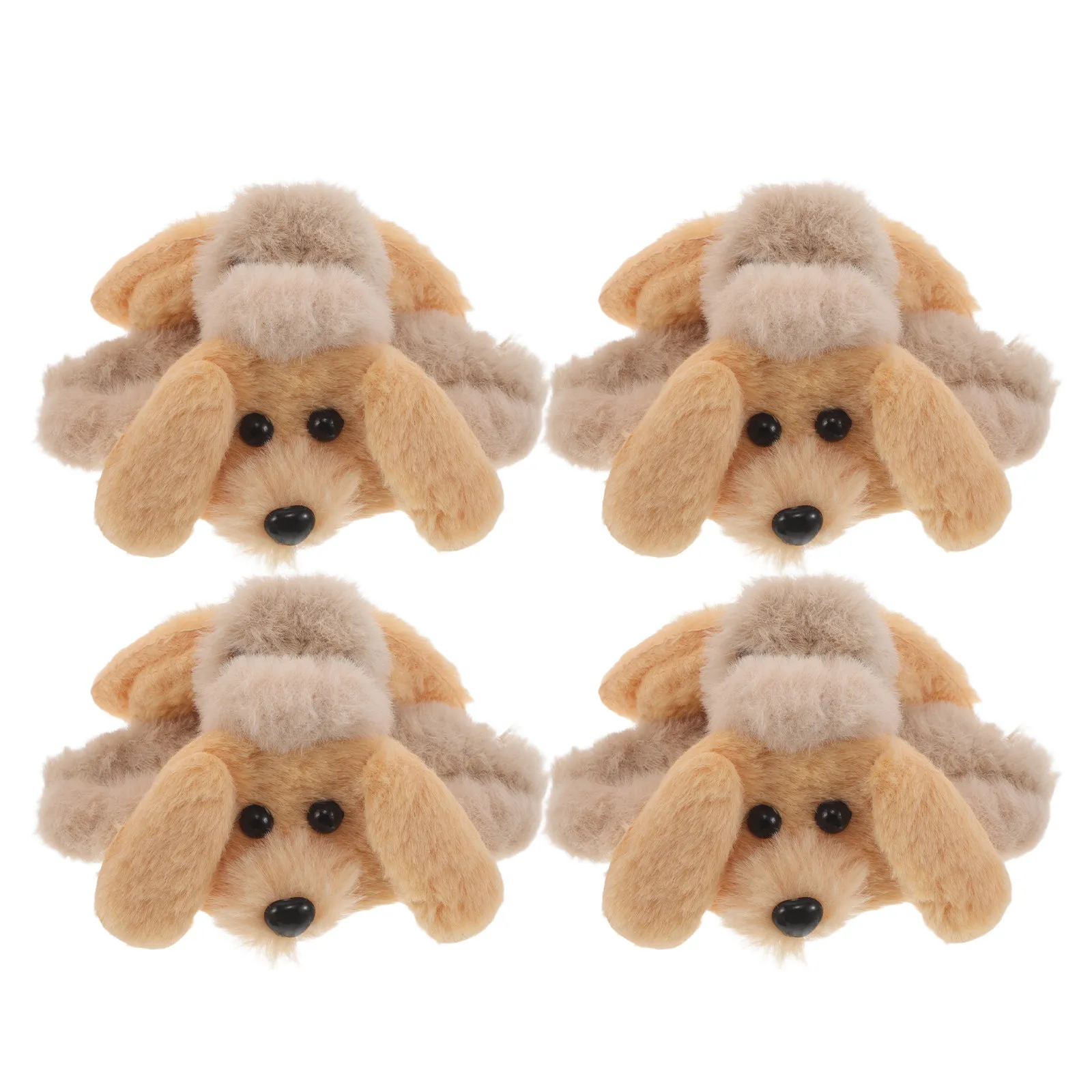 

4Pcs Puppy Hair Claw Clip for Women Brown Soft Dog Shape Jaw Clamp Nonslip Hold Thick Long Hair Winter Accessories