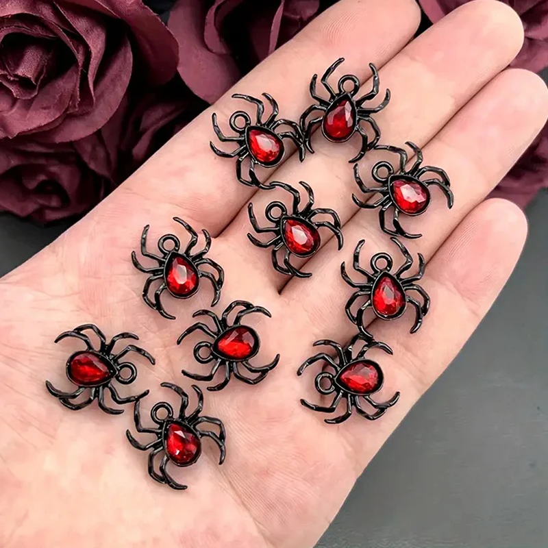 10Pcs Vintage Gothic Realistic Spider Pendant Creative DIY Halloween Jewelry Accessories Halloween Prank Scare Props Gifts